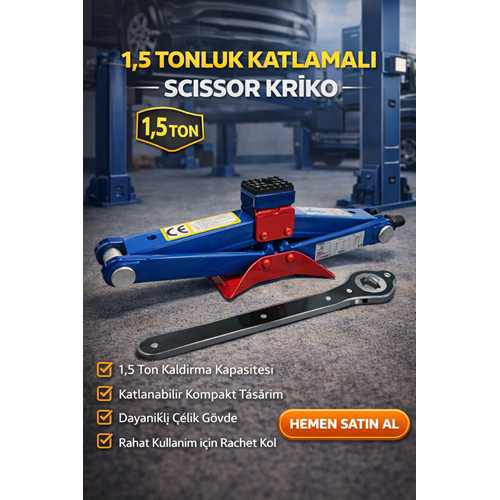 KRİKO 1,5 TONLUK KATLAMALI SCISSOR KRİKO